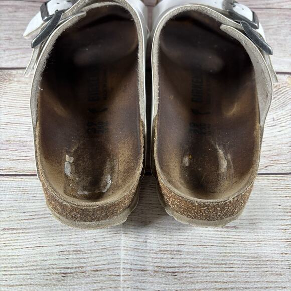 Birkenstock Arizona White Leather Womens Size EU 39 Womens 8.5 Mens 6.5 Narrow - Picture 12 of 12